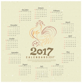 calendar 2017 templates chicken year