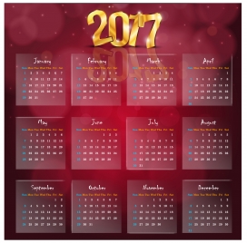 calendar 2017 templates golden 3d transparency