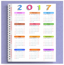 calendar 2017 templates note book