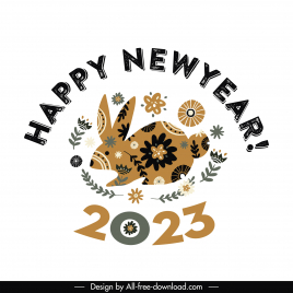 calendar 2023 template cute flat rabbit silhouette flowers texts decor