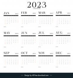 calendar 2023 template elegant simple plain decor