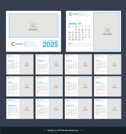 calendar 2025 template flat checkered plain decor