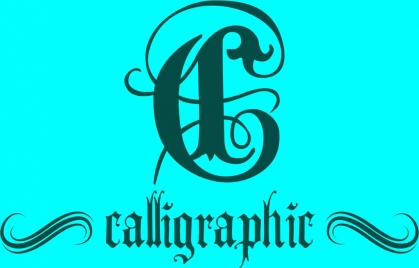calligraphic icon design classical curves style