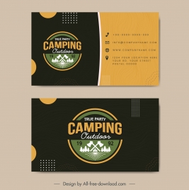 camping business card template flat contrast classic design