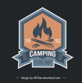 camping logo template camp fire sketch classical design
