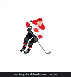 canada hockey athlete icon dynamic cartoon outline