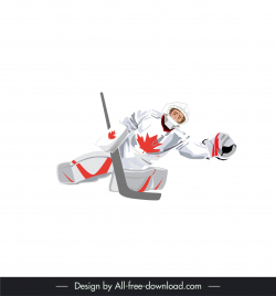 canada hockey athlete icon white red uniform sketch dynamic cartoon design