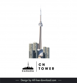 canada tourism advertising banner template cn tower sketch modern design