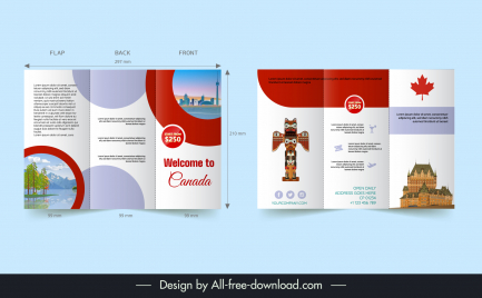 canada tourism trifold brochure templates country symbols elements decor