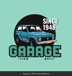 car garage advertising banner retro car sketch