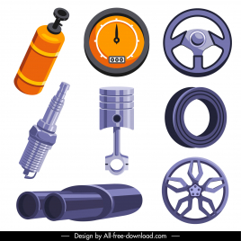 car parts design elements tools objects sketch