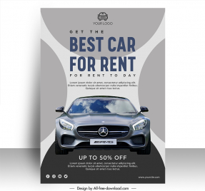 car rental poster discount template elegant realistic