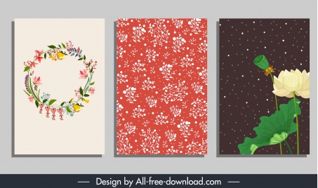 card background templates natural wreath lotus floral decor