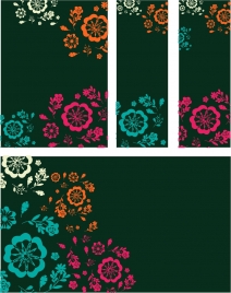 card cover background sets colorful flat flowers