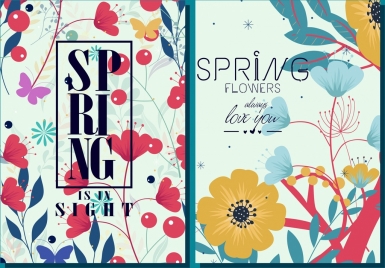 card cover template colorful spring flowers decoration