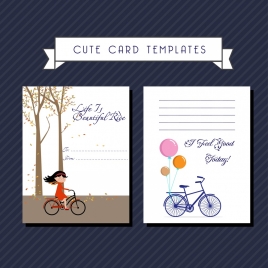 card templates autumn background bicycle ornament
