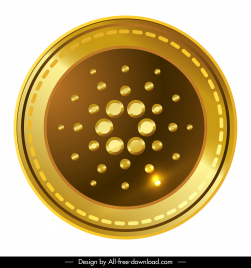 cardano coin sign icon shiny luxury golden decor