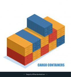 cargo container icons modern 3d design