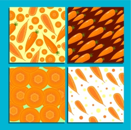 carrot background sets slices icons decor repeating style