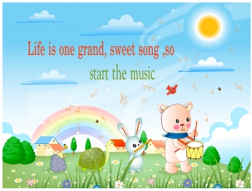 cartoon and text background with cute illustration