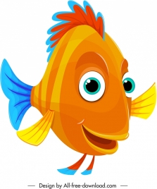 cartoon fish icon cute colorful stylized design