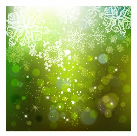 Cascading Snowflakes on Green Background