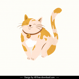 cat icon flat classical handdrawn cartoon sketch