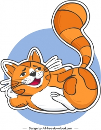 cat icon sticker template colored cartoon sketch