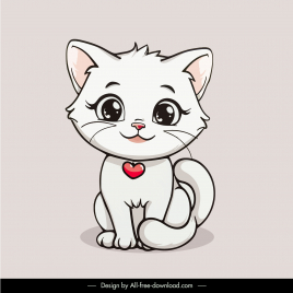 cat wearing red heart collar design elements cute handdrawn cartoon