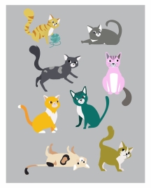 cats collection with various color styles