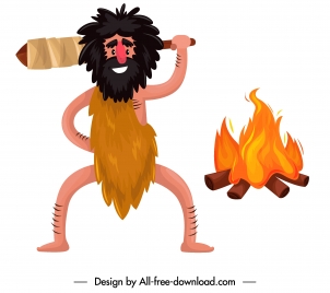 caveman icon funny cartoon character