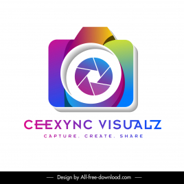 ceexync visualz logo template colorful modern 3d camera shape sketch