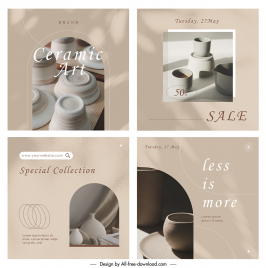 ceramics instagram post templates modern elegant realistic design