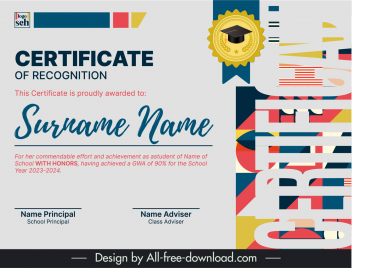 certificate for school pupil template elegant abstract geometric decor