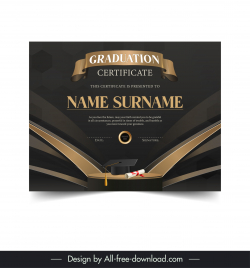 certificate graduation template elegant dark 3d
