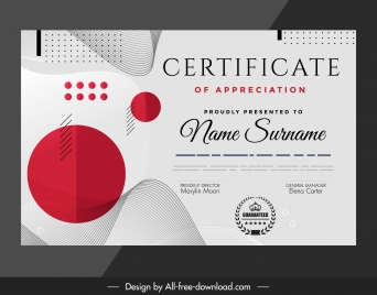 certificate template elegant curves circles decor