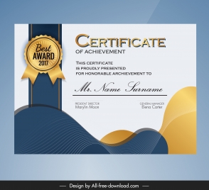 certificate template modern elegant dynamic curves decor