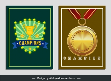 champion award templates shiny colorful shield medal shapes