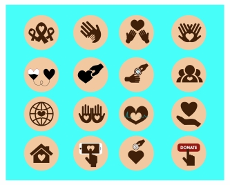 charity icons sets illustration with silhouette styles