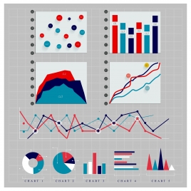 charts collection illustrated with various colors styles