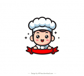 chef logo design elements flat cute cartoon