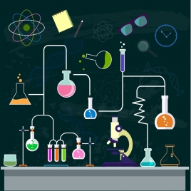 chemistry background experiment process decor lab tool icons