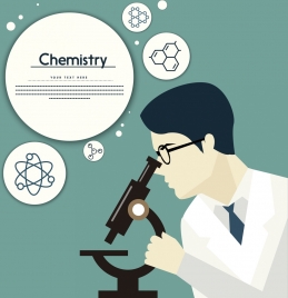chemistry background scientist icon atoms molecules decoration