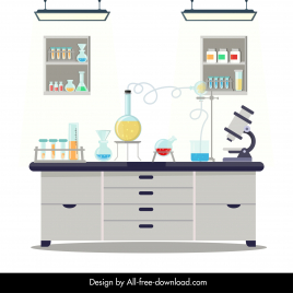 chemistry laboratory room design elements modern objects tools sketch