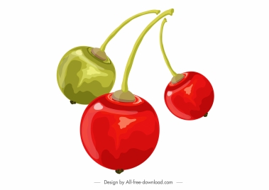 cherries food icon colored classic 3d sketch