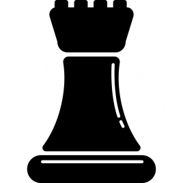 chess rook sign icon flat silhouette sketch