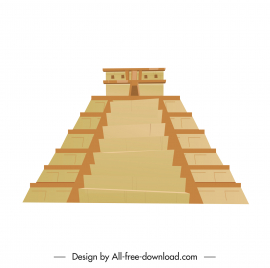 chichen itza temple icon 3d steps tower sketch