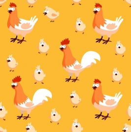 chicken chick background repeating icons cartoon design