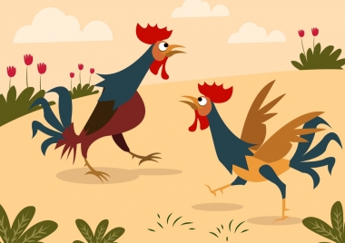 chicken drawing colored cartoon design