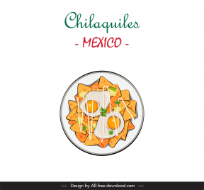 chilaquiles mexico food banner template flat sketch classical design